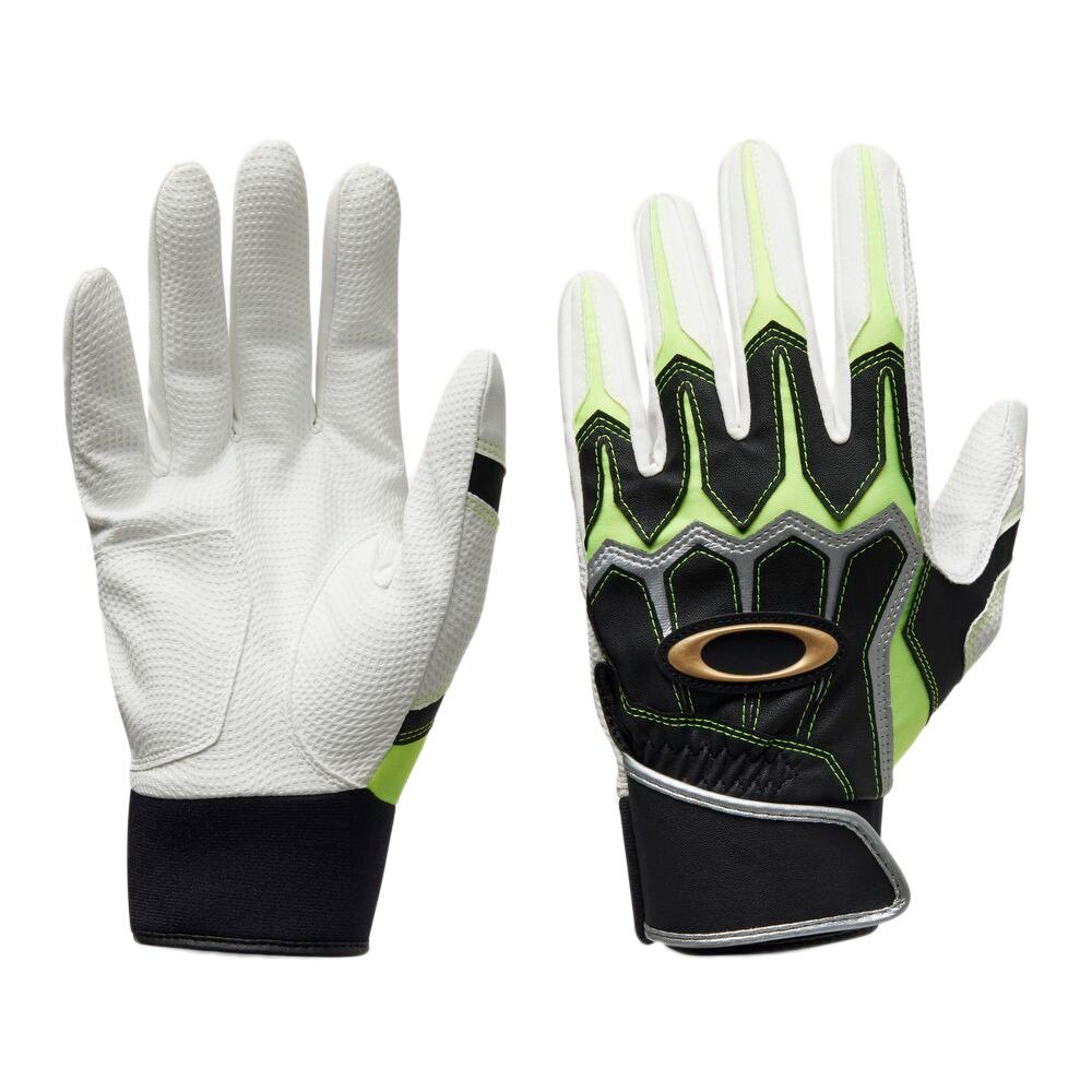 【極・レア品】オフホワイト メンズ 手袋 ブラック×グリーン Gloves オークリー（OAKLEY）（メンズ）バッティング用グローブ 野球 STRIKING