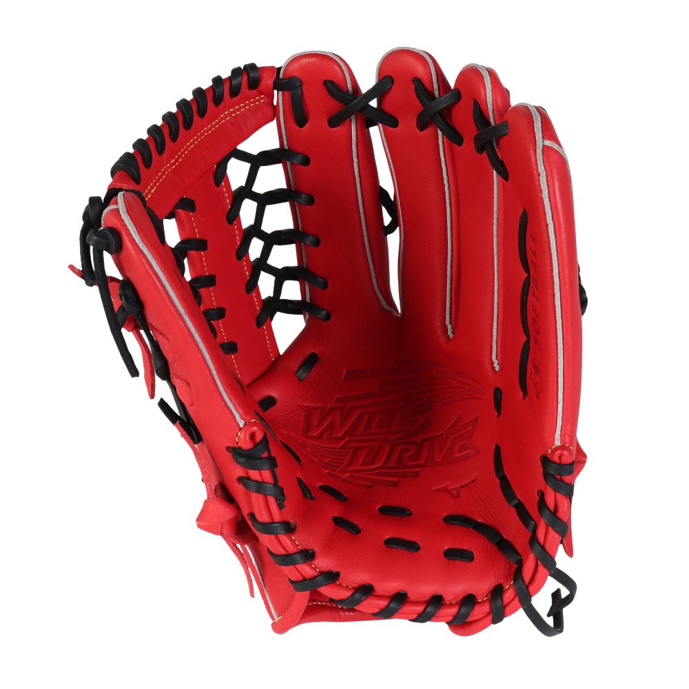 ミズノ（MIZUNO）（メンズ、レディース）ソフトボール用グラブ グローブ 外野手用 ウィルドライブ レッド IBE 1AJGS32407 7009