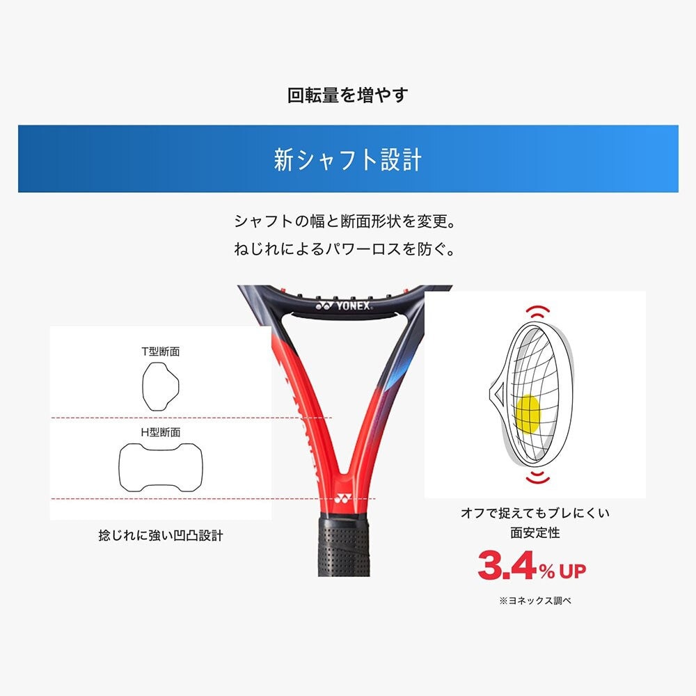 ヨネックス（YONEX）（メンズ、レディース）硬式用テニスラケット Vコア 100 07VC100-651