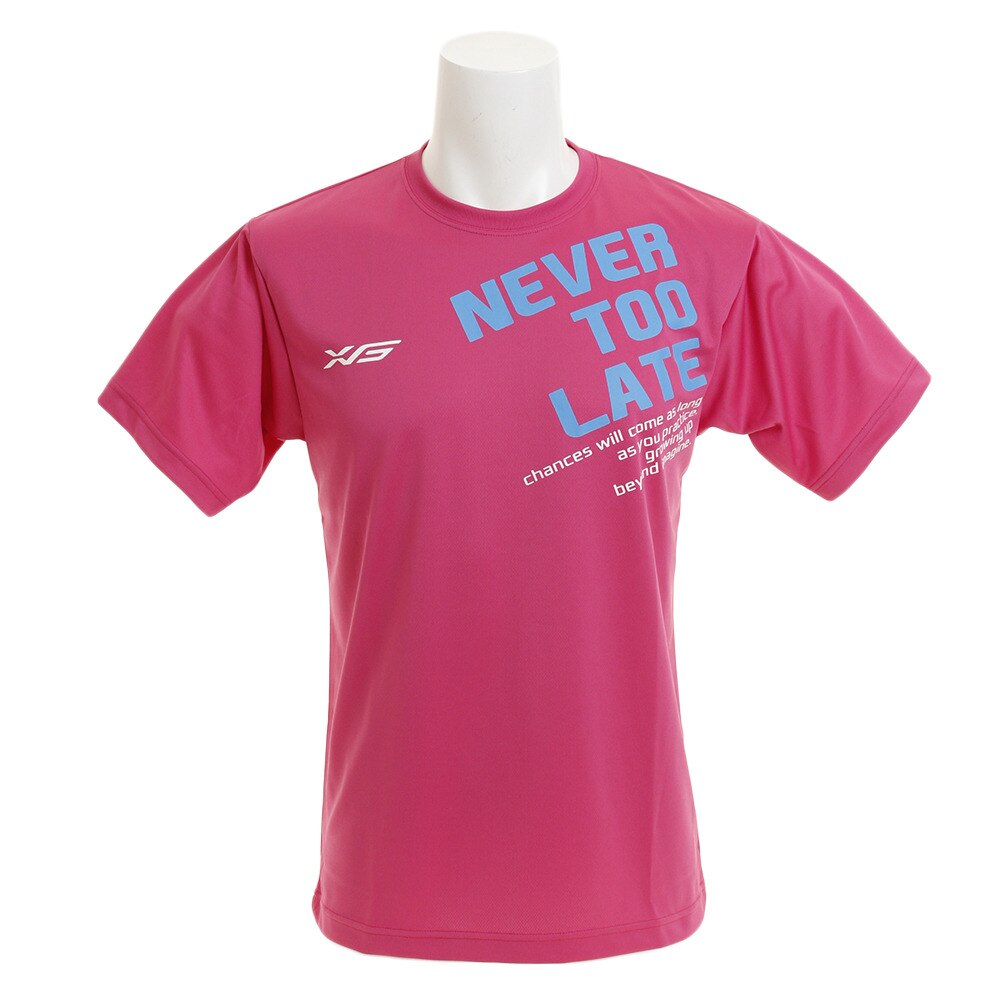  【大奉仕!多少のキズ汚れ有】Tシャツ メンズ 半袖 ドライプラス NEVER TOO LATE 732G8ES1626 PNK テニスウェア