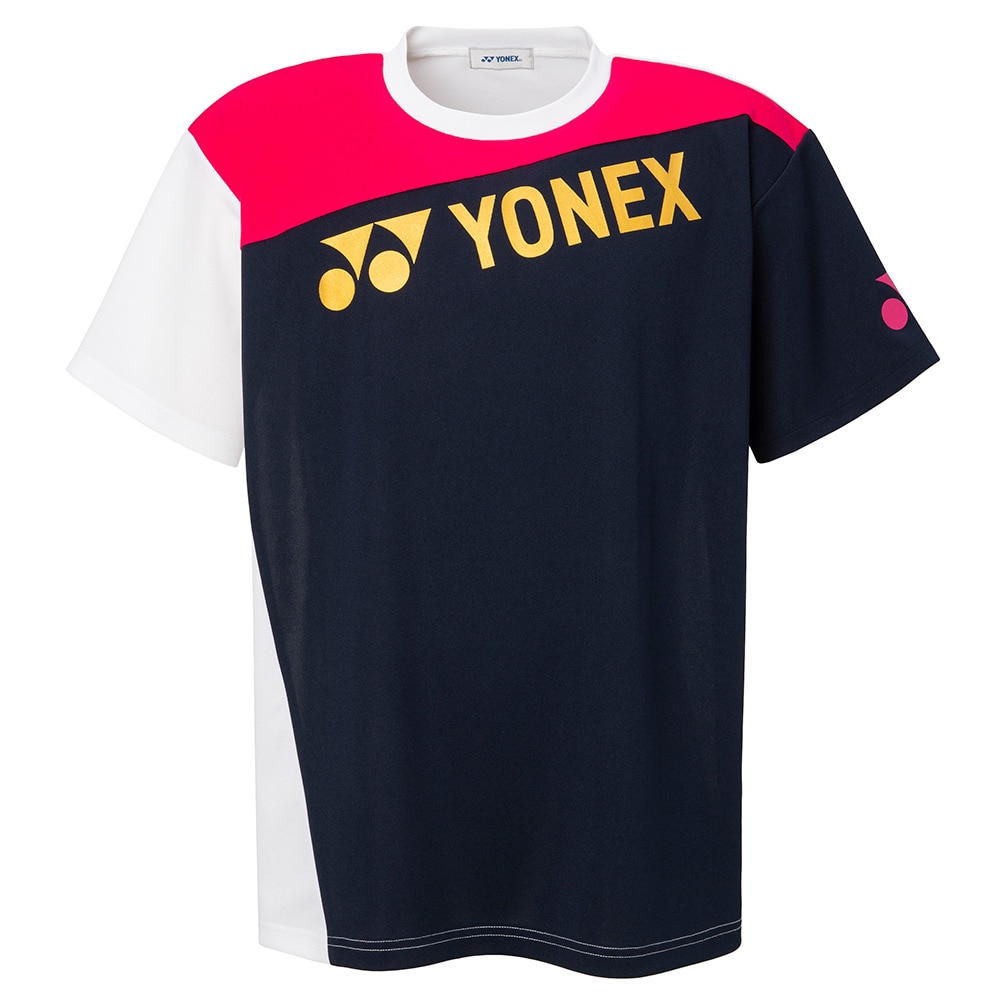 テニスウェア Tシャツ メンズ RWX20002-675 半袖 吸汗速乾 ロゴ ネイビー×ピンク