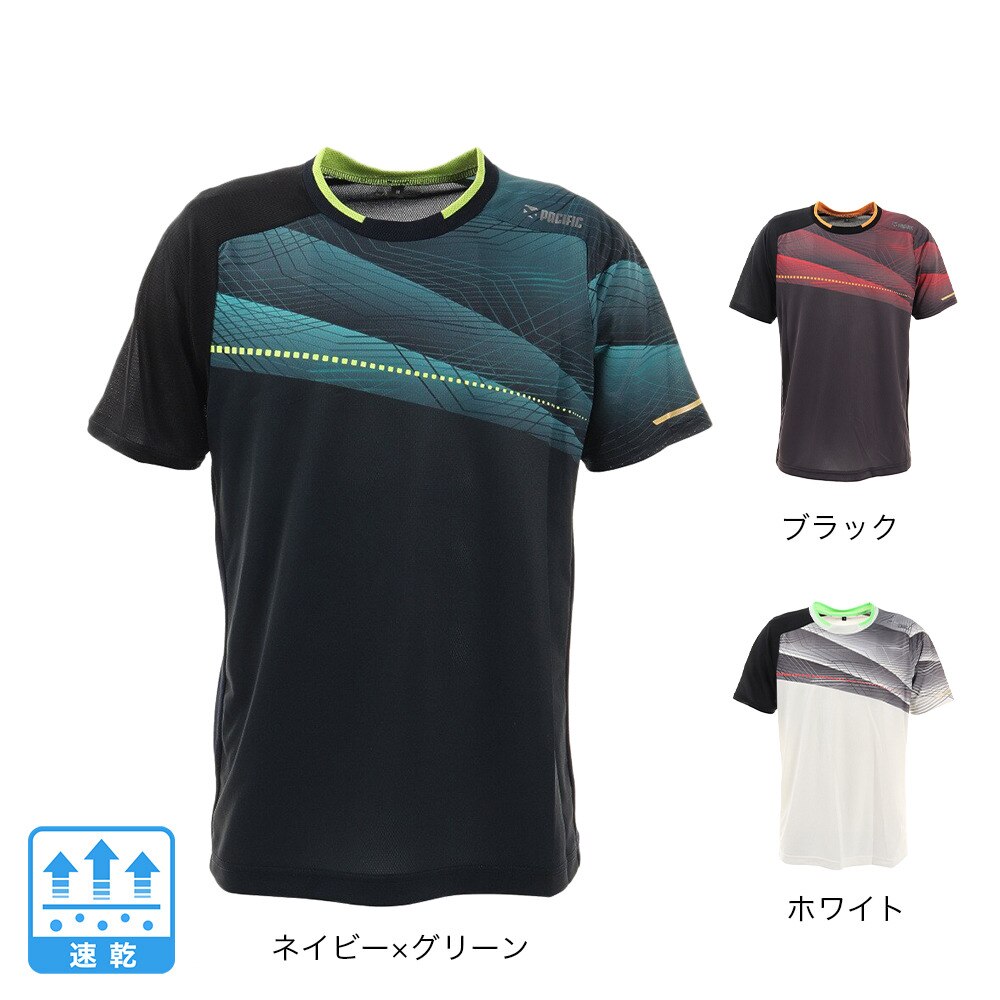 パシフィック（PACIFIC）（メンズ）テニスウェア ドライプラス昇華 プリントTシャツ PT21SM402 BLK