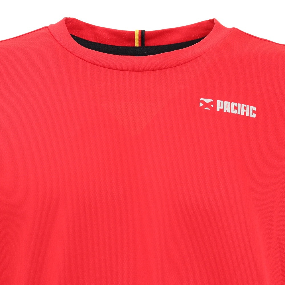 パシフィック（PACIFIC）（メンズ）テニスウェア ドライプラス ワンポイント 半袖Tシャツ PT21FM404 RED