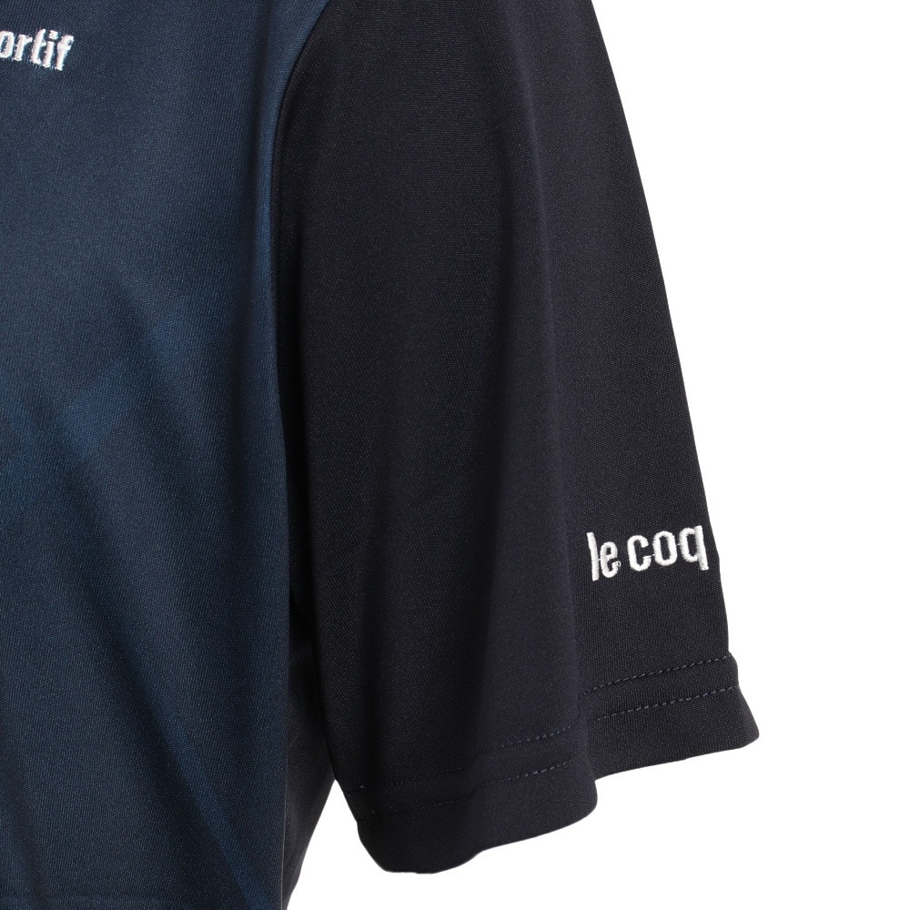 ルコックスポルティフ（lecoqsportif）（メンズ）テニスウェア ゲームシャツ Tシャツ 吸汗速乾 UPF50+ QTMTJA93 NVY