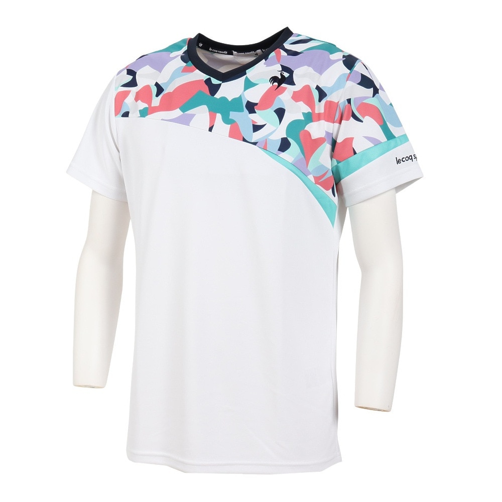 ルコックスポルティフ（lecoqsportif）（メンズ）テニスウェア グラフィックゲームシャツ Tシャツ 吸汗速乾 UPF50+ UVカット QTMVJA01 ML