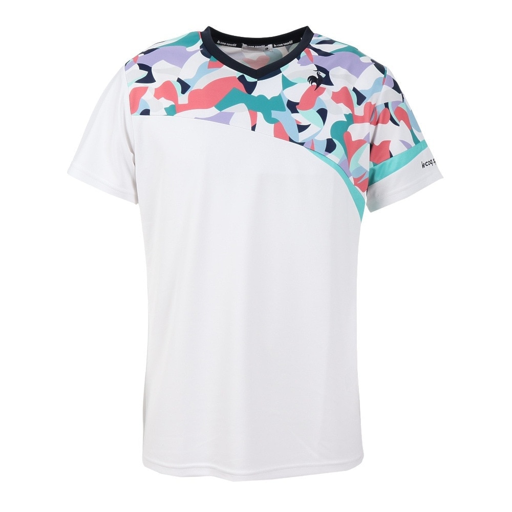 ルコックスポルティフ（lecoqsportif）（メンズ）テニスウェア グラフィックゲームシャツ Tシャツ 吸汗速乾 UPF50+ UVカット QTMVJA01 ML