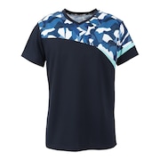 ルコックスポルティフ（lecoqsportif）（メンズ）テニスウェア グラフィックゲームシャツ Tシャツ 吸汗速乾 UPF50+ UVカット QTMVJA01 NV