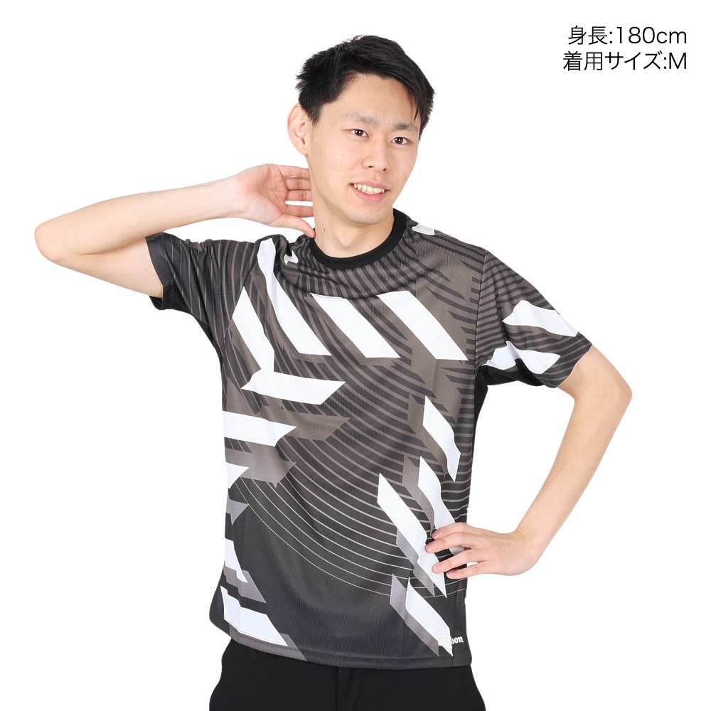 ウイルソン（WILLSON）（メンズ）テニスウェア ステップス プラクティス Tシャツ 紫外線遮蔽率90%以上 UVカット 紫外線対策 吸水速乾 413203-BK