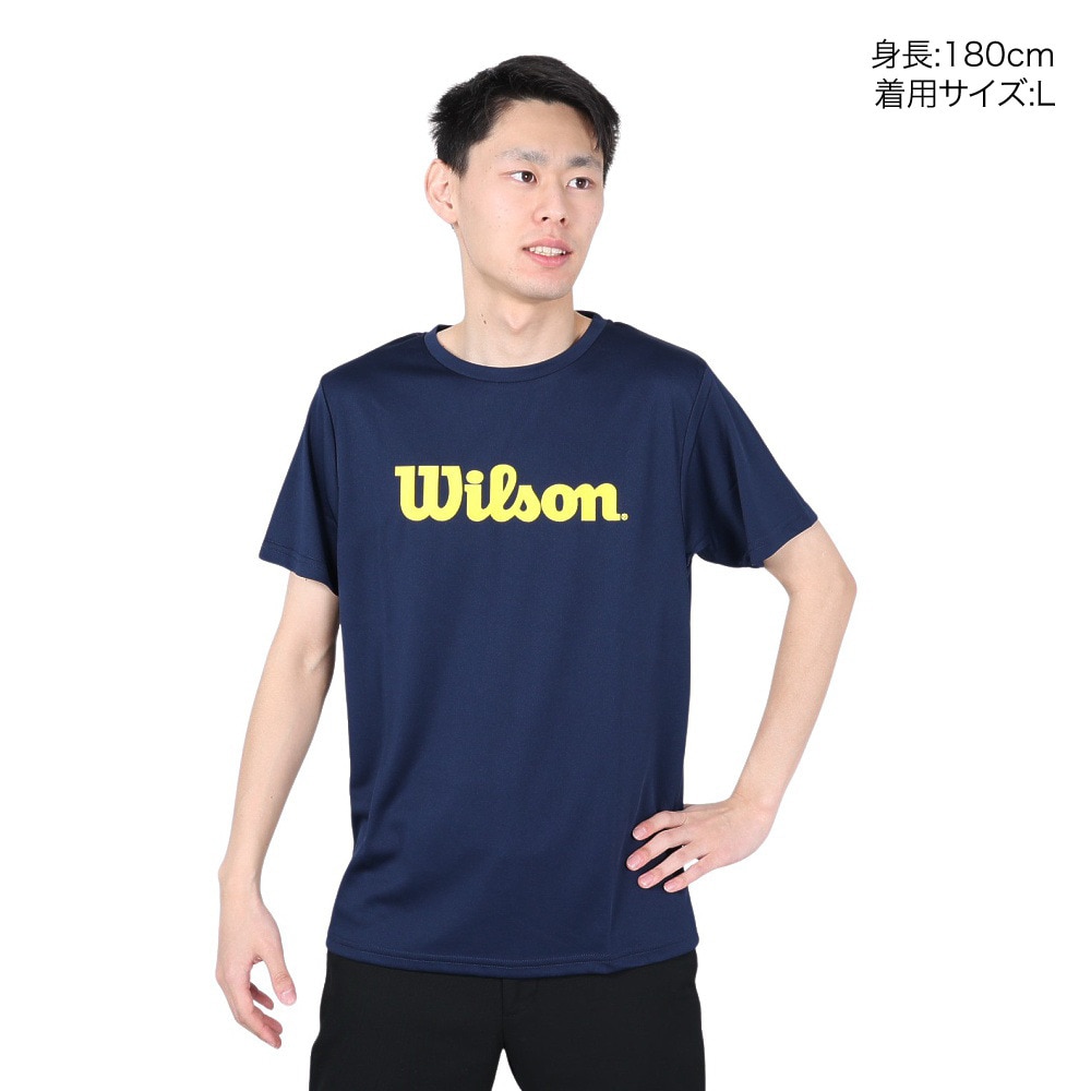 ウイルソン（Wilson）（メンズ）テニスウェア ビッグロゴドライ Tシャツ 紫外線遮蔽率90%以上 UVカット 紫外線対策 413240 -NV 速乾