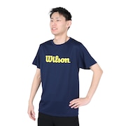 ウイルソン（Wilson）（メンズ）テニスウェア ビッグロゴドライ Tシャツ 紫外線遮蔽率90%以上 UVカット 紫外線対策 413240 -NV 速乾