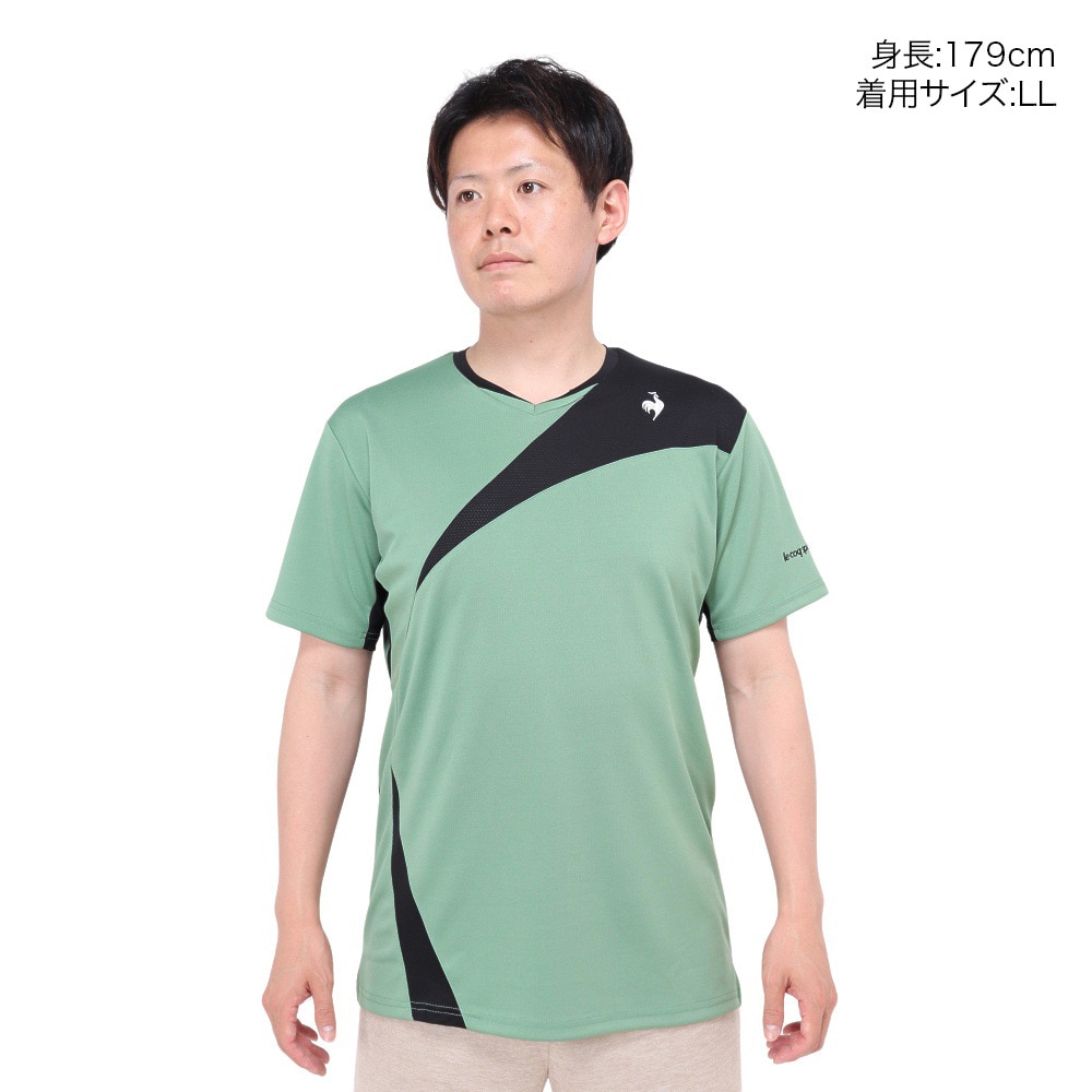 ルコックスポルティフ（lecoqsportif）（メンズ）テニスウェア 素材切替ゲームシャツ QTMXJA04 KH 速乾