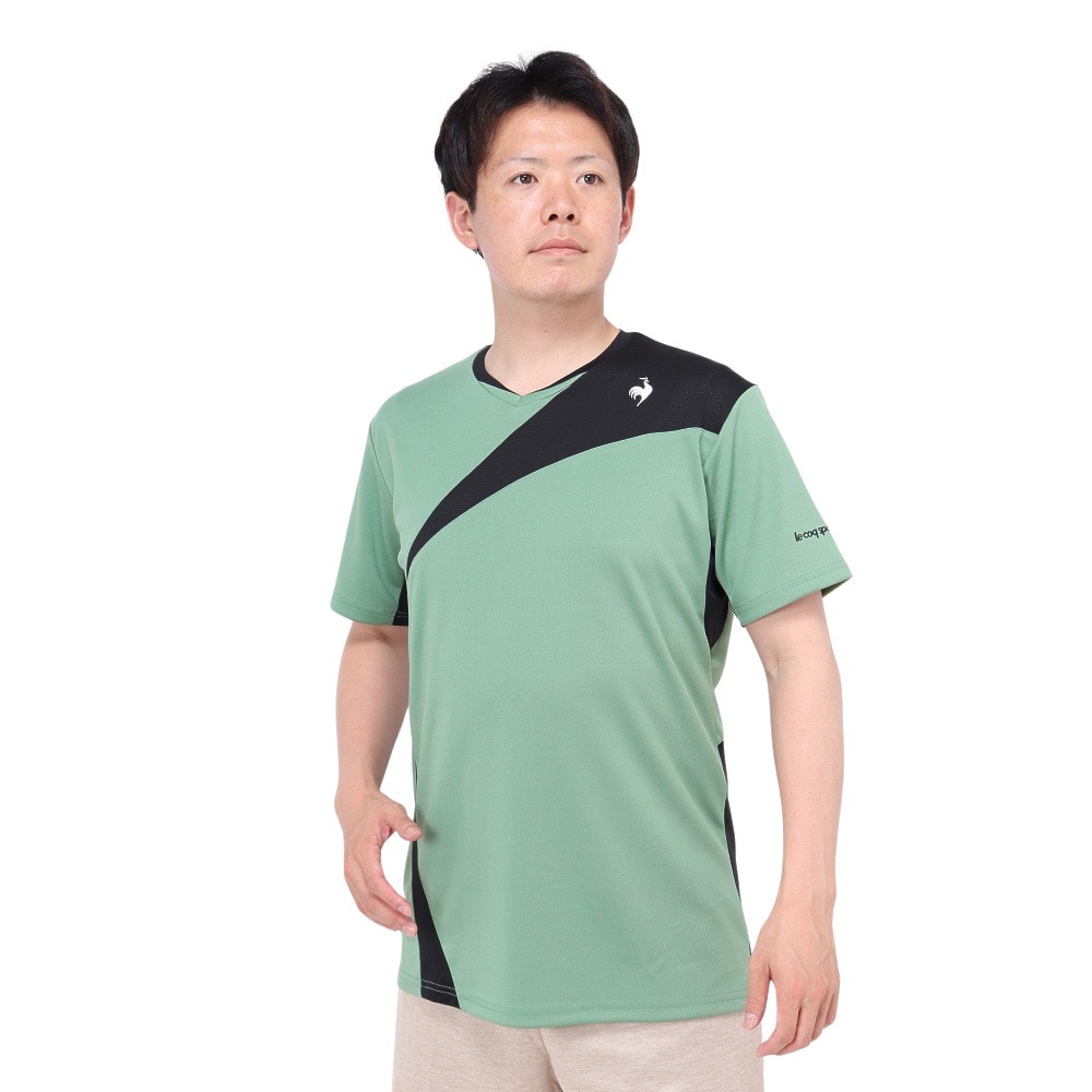 ルコックスポルティフ（lecoqsportif）（メンズ）テニスウェア 素材切替ゲームシャツ QTMXJA04 KH 速乾