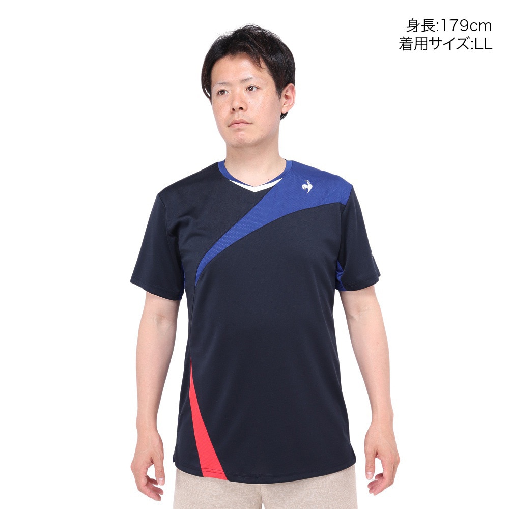 ルコックスポルティフ（lecoqsportif）（メンズ）テニスウェア 素材切替ゲームシャツ QTMXJA04 NV