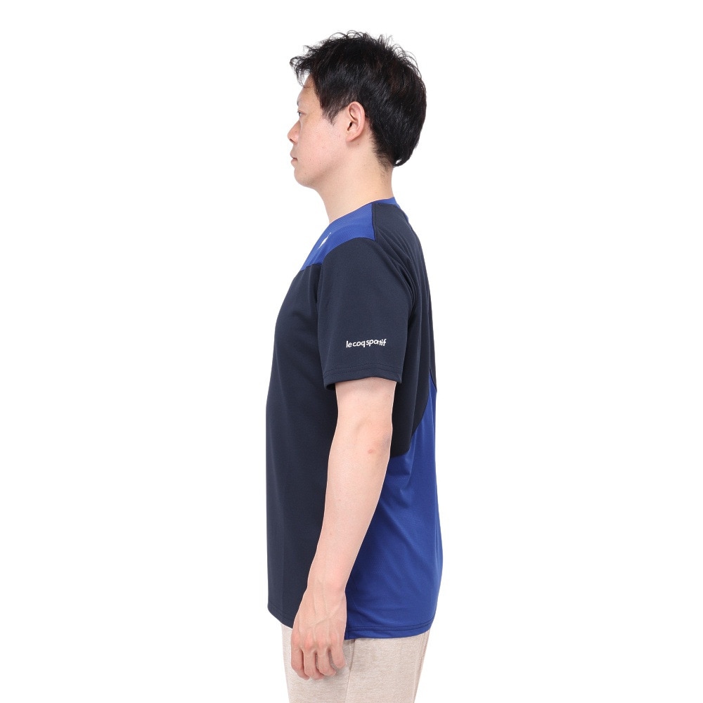 ルコックスポルティフ（lecoqsportif）（メンズ）テニスウェア 素材切替ゲームシャツ QTMXJA04 NV 速乾