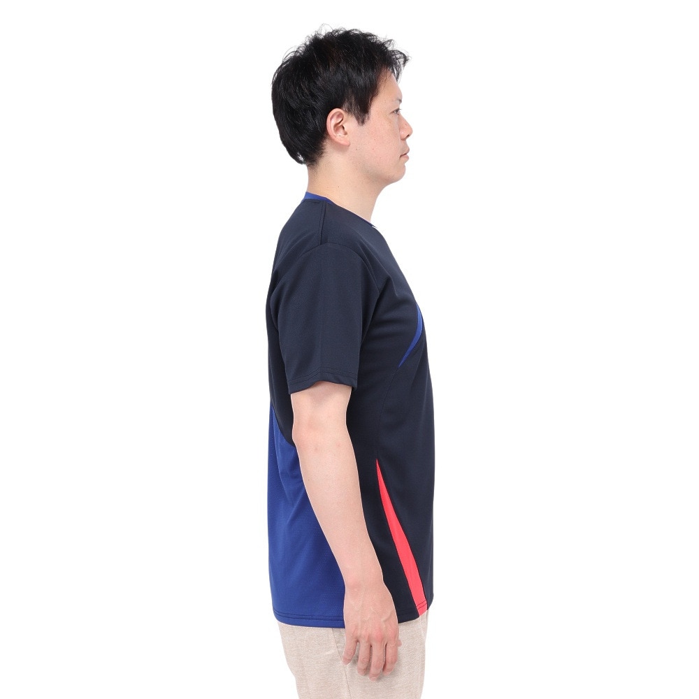 ルコックスポルティフ（lecoqsportif）（メンズ）テニスウェア 素材切替ゲームシャツ QTMXJA04 NV 速乾
