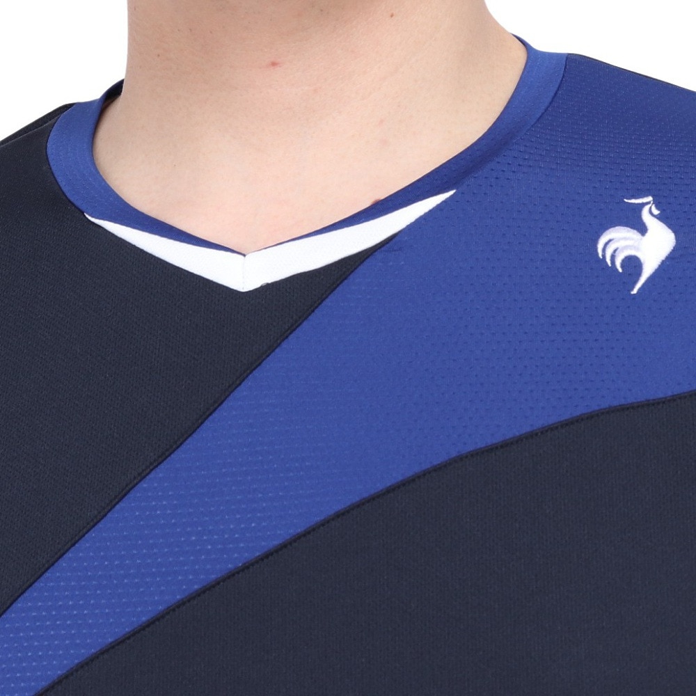 ルコックスポルティフ（lecoqsportif）（メンズ）テニスウェア 素材切替ゲームシャツ QTMXJA04 NV 速乾