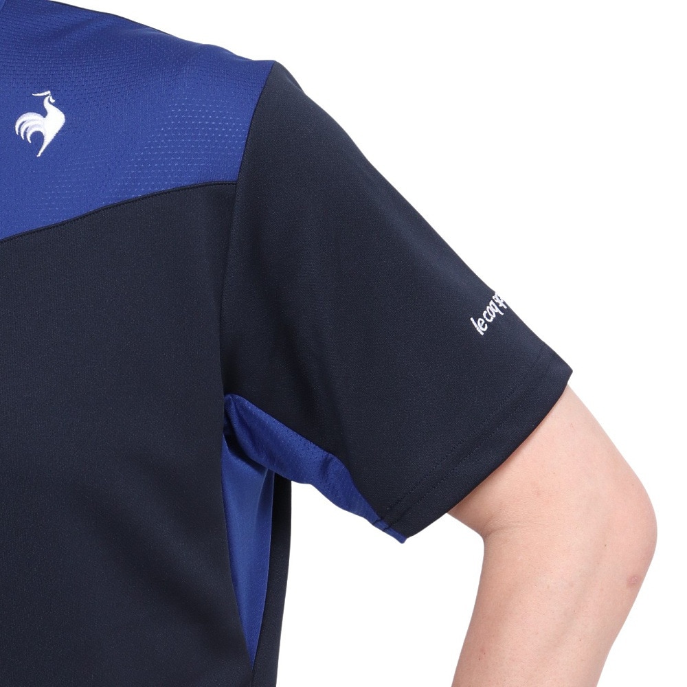 ルコックスポルティフ（lecoqsportif）（メンズ）テニスウェア 素材切替ゲームシャツ QTMXJA04 NV 速乾
