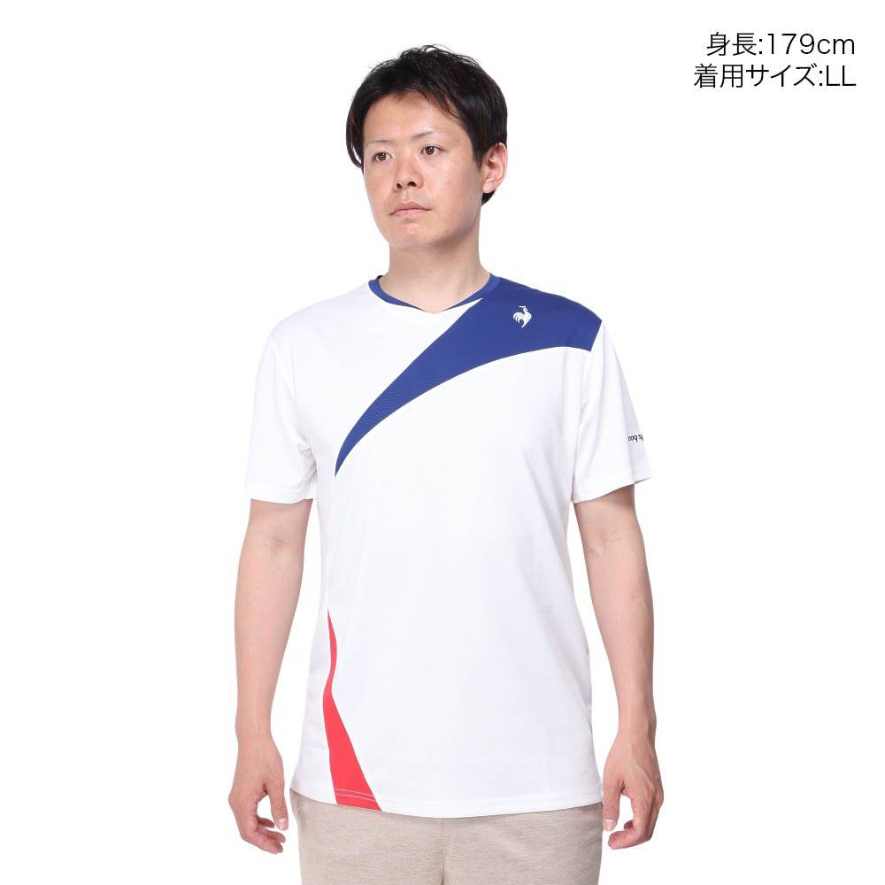 ルコックスポルティフ（lecoqsportif）（メンズ）テニスウェア 素材切替ゲームシャツ QTMXJA04 WH