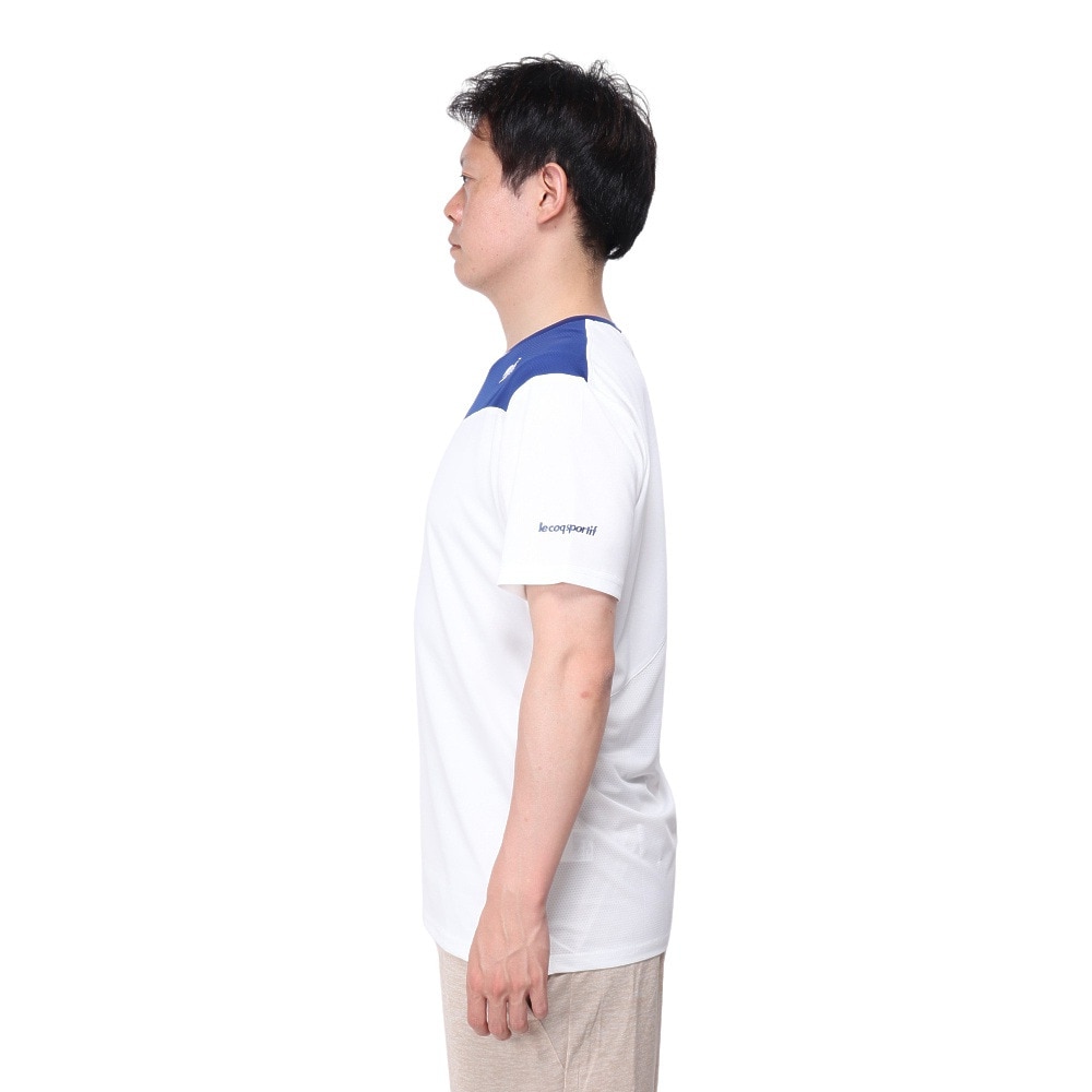 ルコックスポルティフ（lecoqsportif）（メンズ）テニスウェア 素材切替ゲームシャツ QTMXJA04 WH 速乾