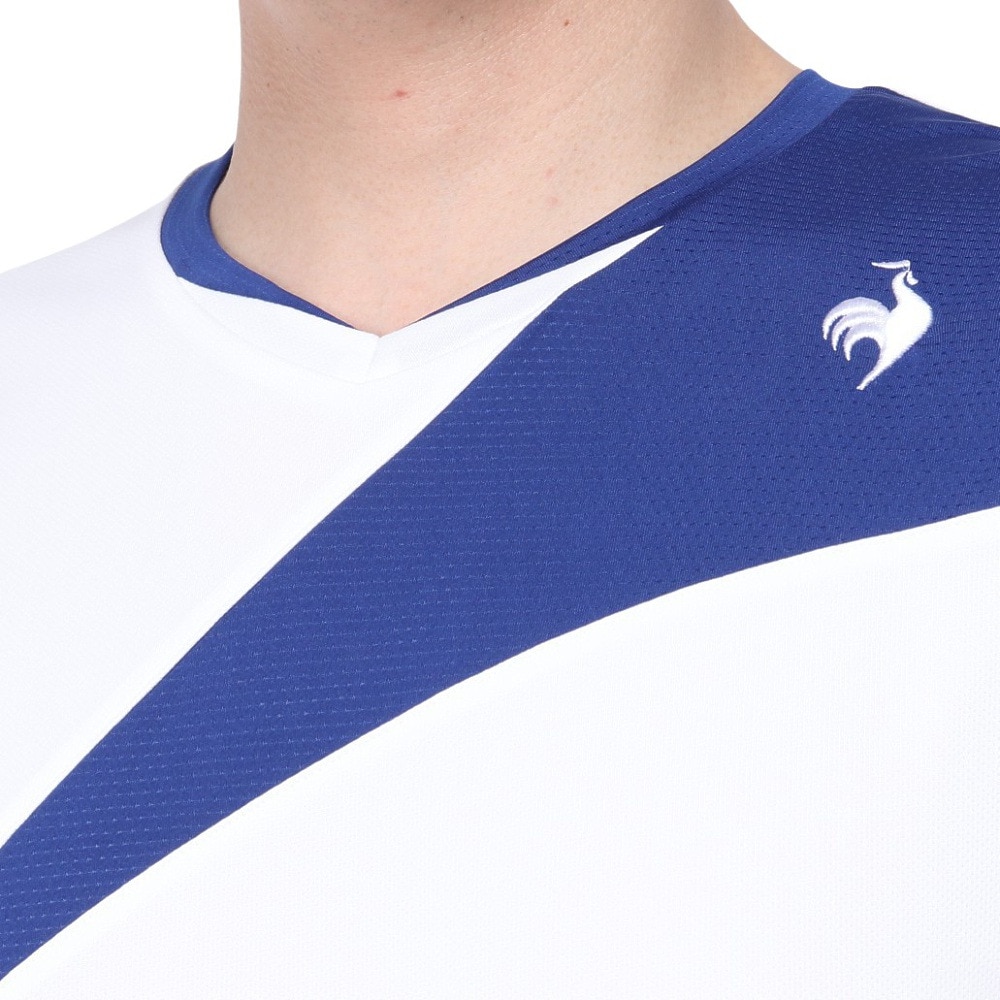 ルコックスポルティフ（lecoqsportif）（メンズ）テニスウェア 素材切替ゲームシャツ QTMXJA04 WH 速乾