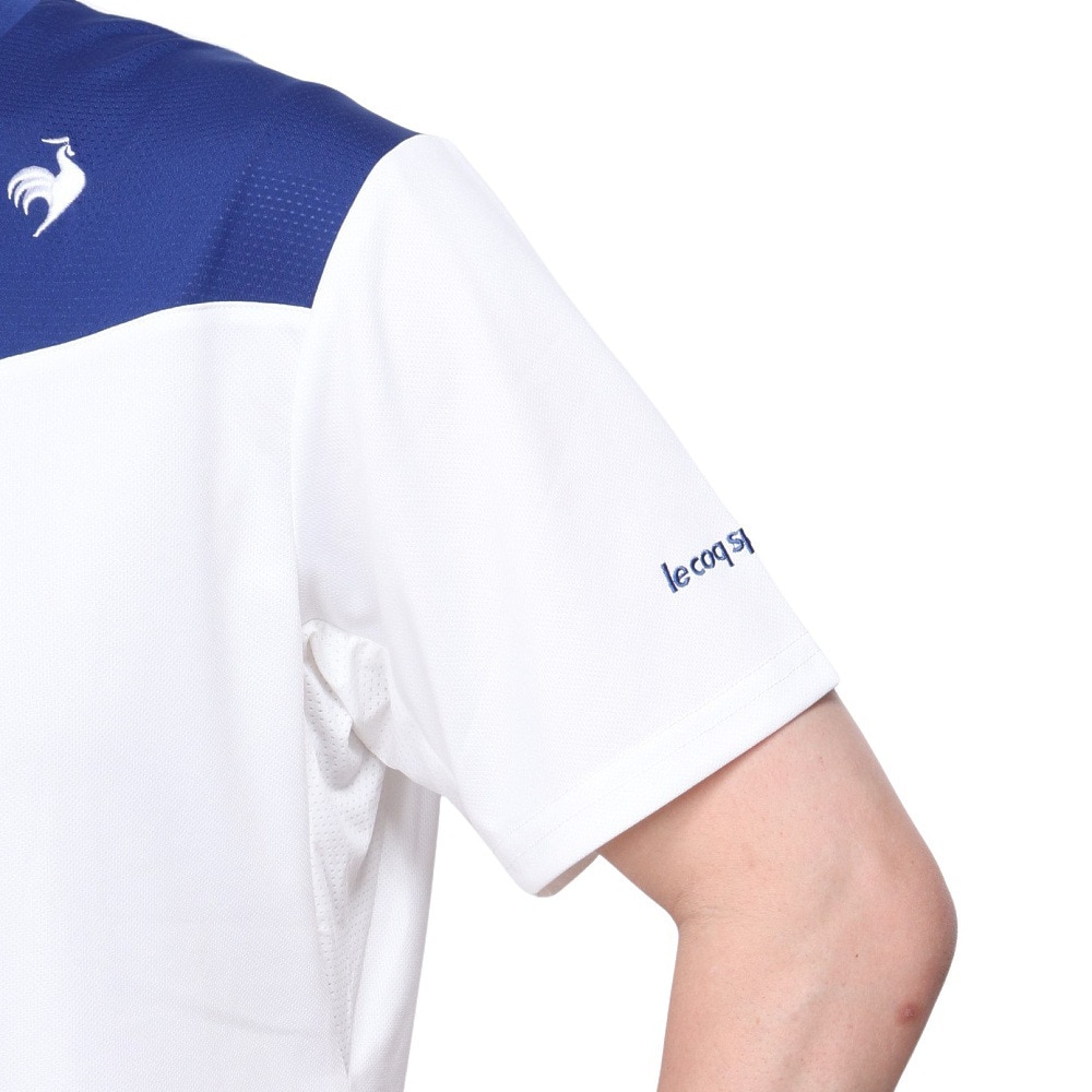 ルコックスポルティフ（lecoqsportif）（メンズ）テニスウェア 素材切替ゲームシャツ QTMXJA04 WH 速乾