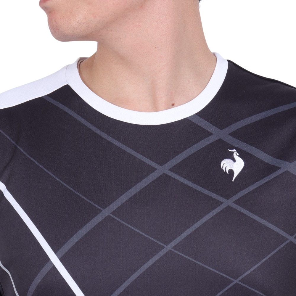 ルコックスポルティフ（lecoqsportif）（メンズ）テニスウェア サンスクリーングラフィックゲームシャツ QTMXJA90 BK 速乾