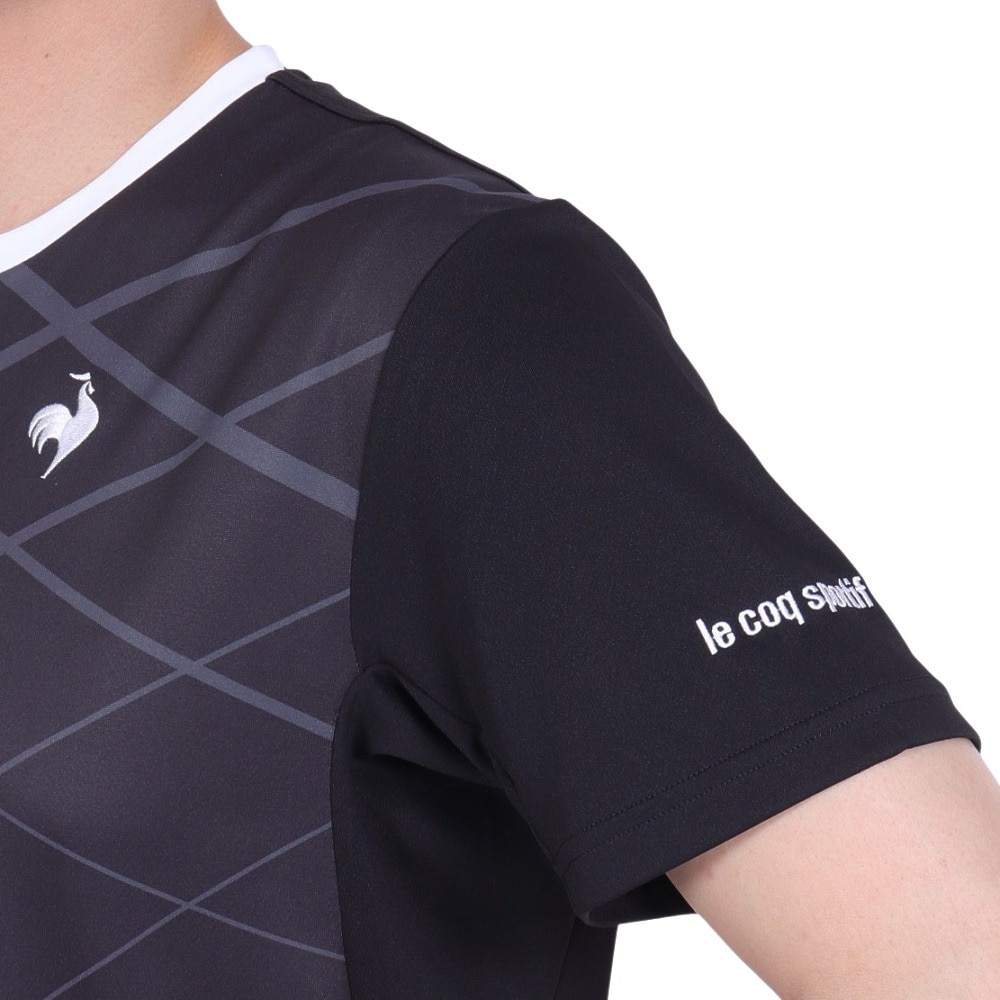 ルコックスポルティフ（lecoqsportif）（メンズ）テニスウェア サンスクリーングラフィックゲームシャツ QTMXJA90 BK 速乾
