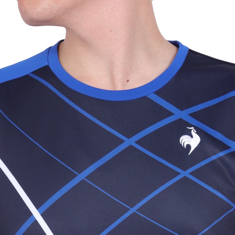 ルコックスポルティフ（lecoqsportif）（メンズ）テニスウェア サンスクリーングラフィックゲームシャツ QTMXJA90 NV 速乾