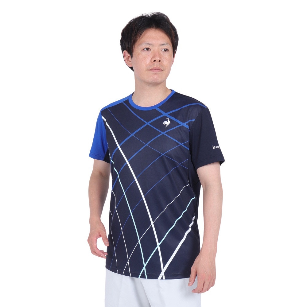 ルコックスポルティフ（lecoqsportif）（メンズ）テニスウェア サンスクリーングラフィックゲームシャツ QTMXJA90 NV