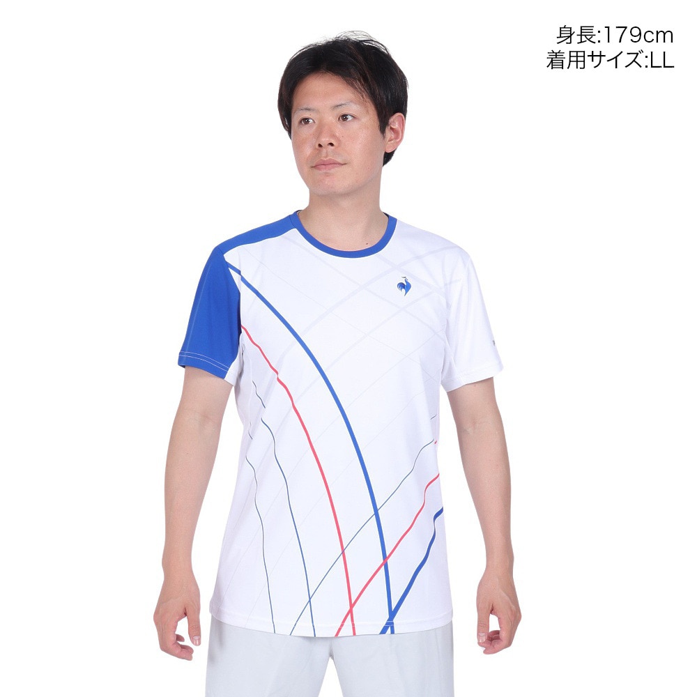 ルコックスポルティフ（lecoqsportif）（メンズ）テニスウェア サンスクリーングラフィックゲームシャツ QTMXJA90 WH 速乾