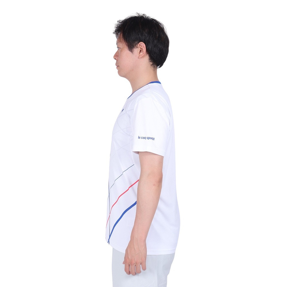 ルコックスポルティフ（lecoqsportif）（メンズ）テニスウェア サンスクリーングラフィックゲームシャツ QTMXJA90 WH 速乾