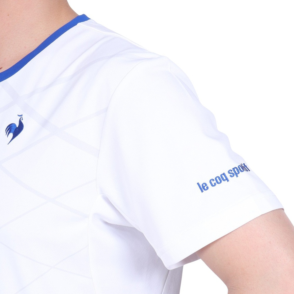 ルコックスポルティフ（lecoqsportif）（メンズ）テニスウェア サンスクリーングラフィックゲームシャツ QTMXJA90 WH 速乾