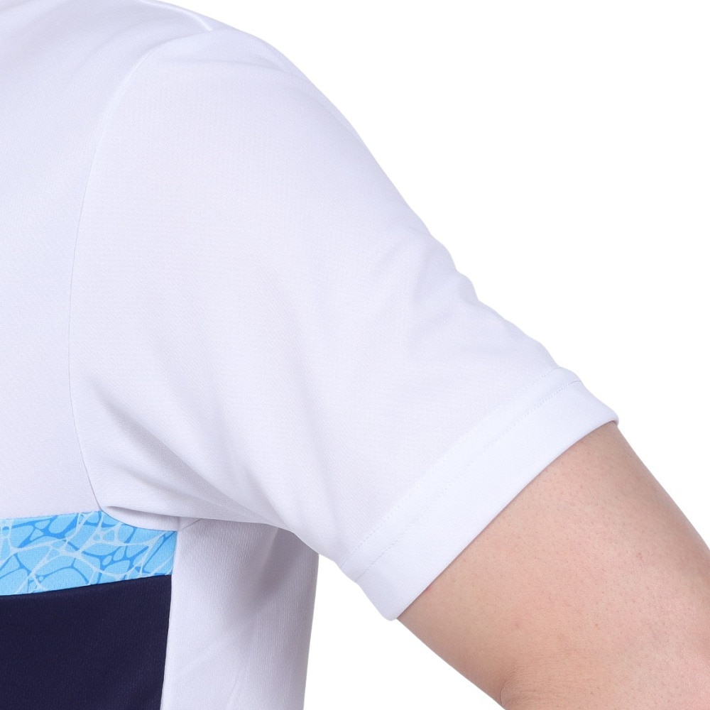 フィラ（FILA）（メンズ）テニスウェア ゲームシャツ 波間プリント バックホールメッシュ クルーネックTシャツ VM5682-01 速乾
