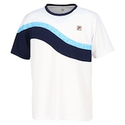 フィラ（FILA）（メンズ）テニスウェア ゲームシャツ 波間プリント バックホールメッシュ クルーネックTシャツ VM5682-01