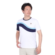 フィラ（FILA）（メンズ）テニスウェア ゲームシャツ 波間プリント バックホールメッシュ クルーネックTシャツ VM5682-01