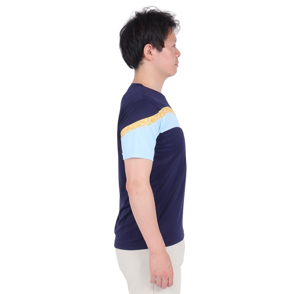 フィラ（FILA）（メンズ）テニスウェア ゲームシャツ 波間プリント バックホールメッシュ クルーネックTシャツ VM5682-20 速乾