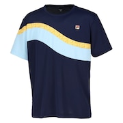 フィラ（FILA）（メンズ）テニスウェア ゲームシャツ 波間プリント バックホールメッシュ クルーネックTシャツ VM5682-20