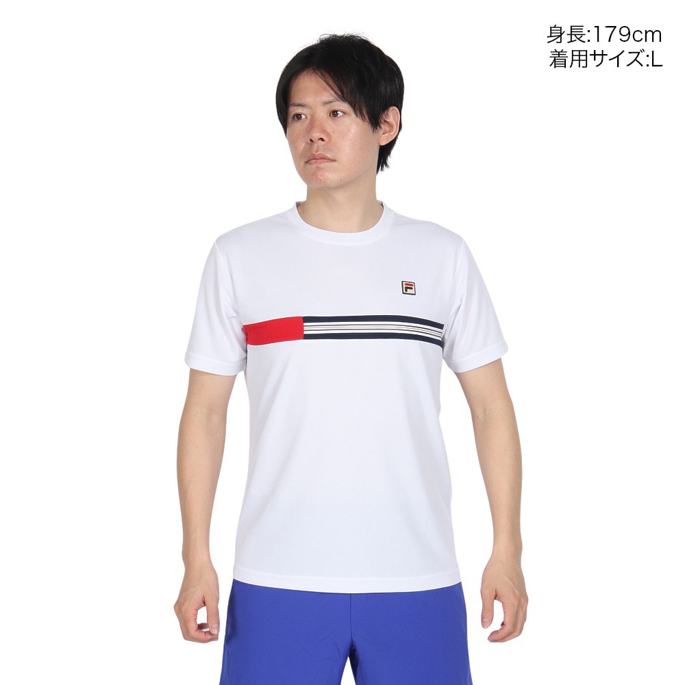 フィラ（FILA）（メンズ）テニスウェア 胸切替ライン バックホールメッシュ ゲームシャツ VM5702-01