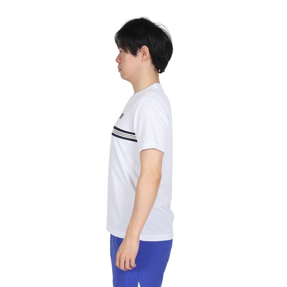 フィラ（FILA）（メンズ）テニスウェア 胸切替ライン バックホールメッシュ ゲームシャツ VM5702-01