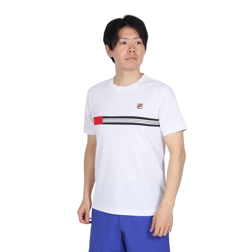 フィラ（FILA）（メンズ）テニスウェア 胸切替ライン バックホールメッシュ ゲームシャツ VM5702-01
