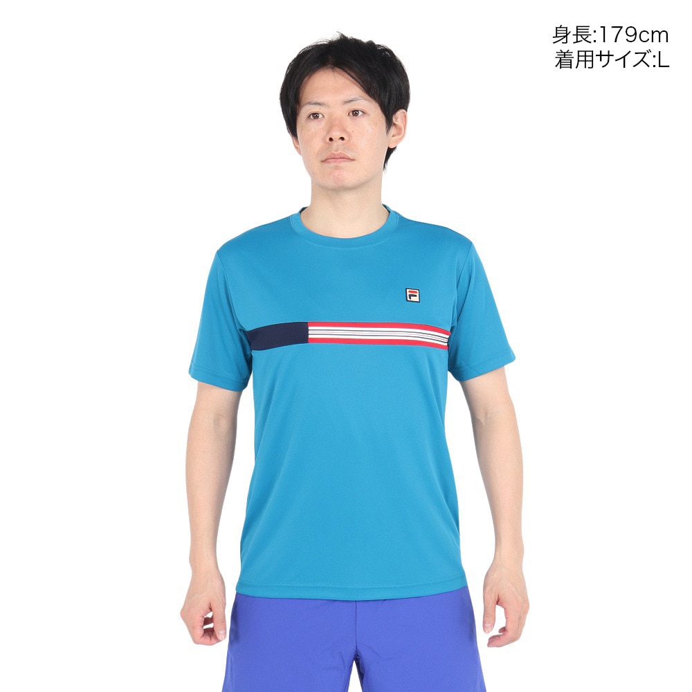 フィラ（FILA）（メンズ）テニスウェア 胸切替ライン バックホールメッシュ ゲームシャツ VM5702-12A