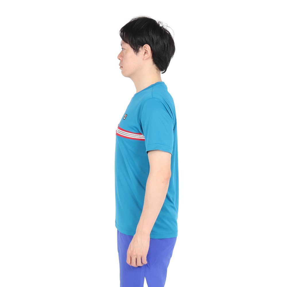 フィラ（FILA）（メンズ）テニスウェア 胸切替ライン バックホールメッシュ ゲームシャツ VM5702-12A