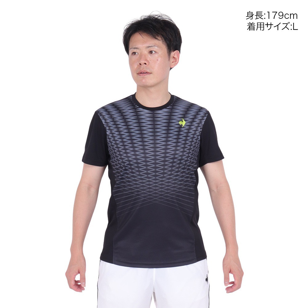 ルコックスポルティフ（lecoqsportif）（メンズ）テニスウェア グラフィックゲームシャツ LN4FHT11M BK00