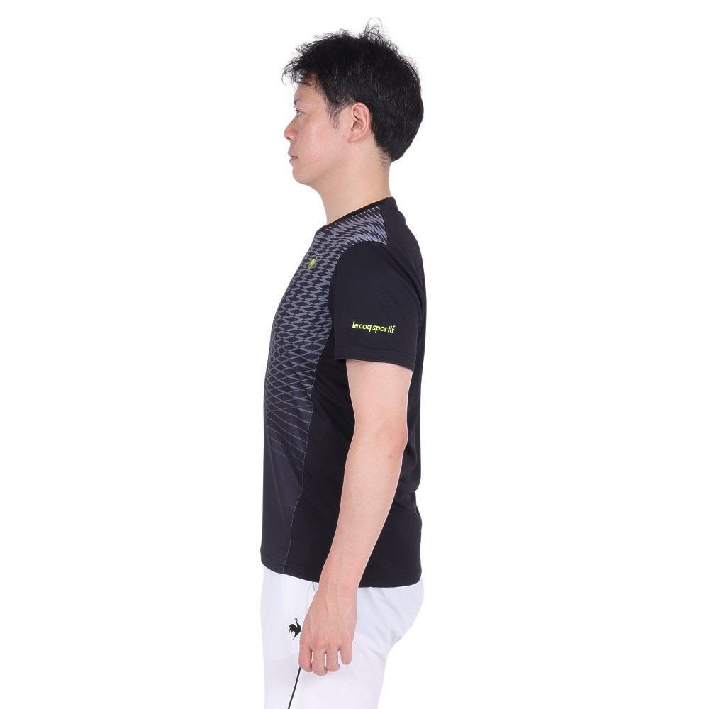 ルコックスポルティフ（lecoqsportif）（メンズ）テニスウェア グラフィックゲームシャツ LN4FHT11M BK00