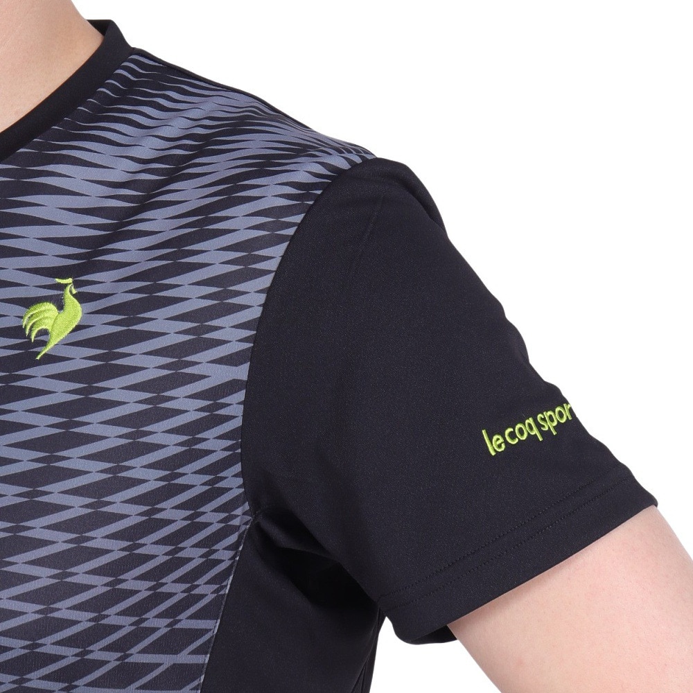 ルコックスポルティフ（lecoqsportif）（メンズ）テニスウェア グラフィックゲームシャツ LN4FHT11M BK00