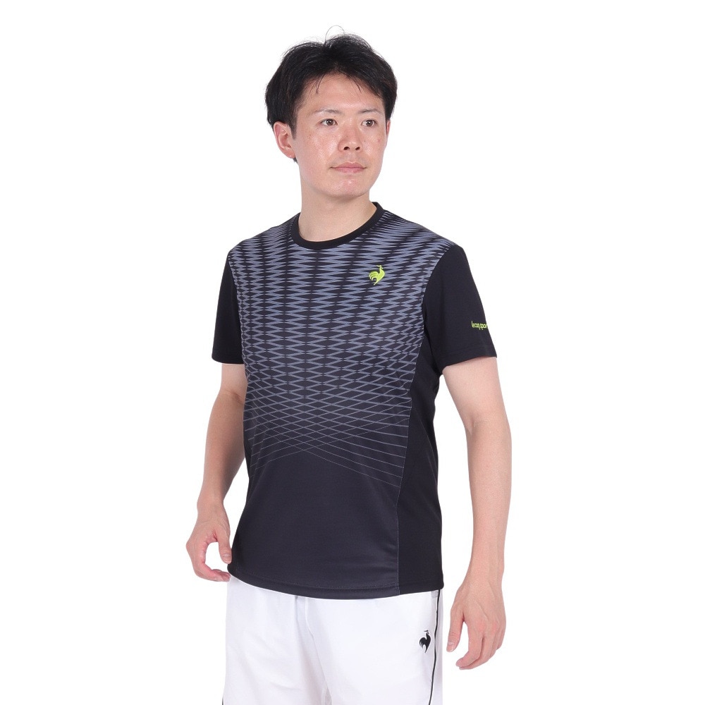ルコックスポルティフ（lecoqsportif）（メンズ）テニスウェア グラフィックゲームシャツ LN4FHT11M BK00