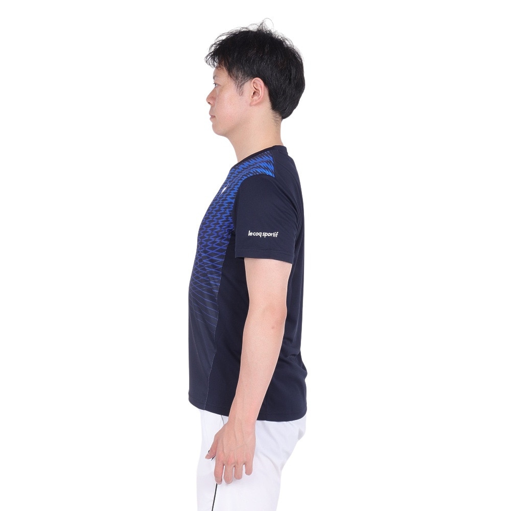 ルコックスポルティフ（lecoqsportif）（メンズ）テニスウェア グラフィックゲームシャツ LN4FHT11M NV00
