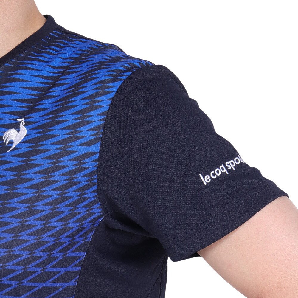 ルコックスポルティフ（lecoqsportif）（メンズ）テニスウェア グラフィックゲームシャツ LN4FHT11M NV00