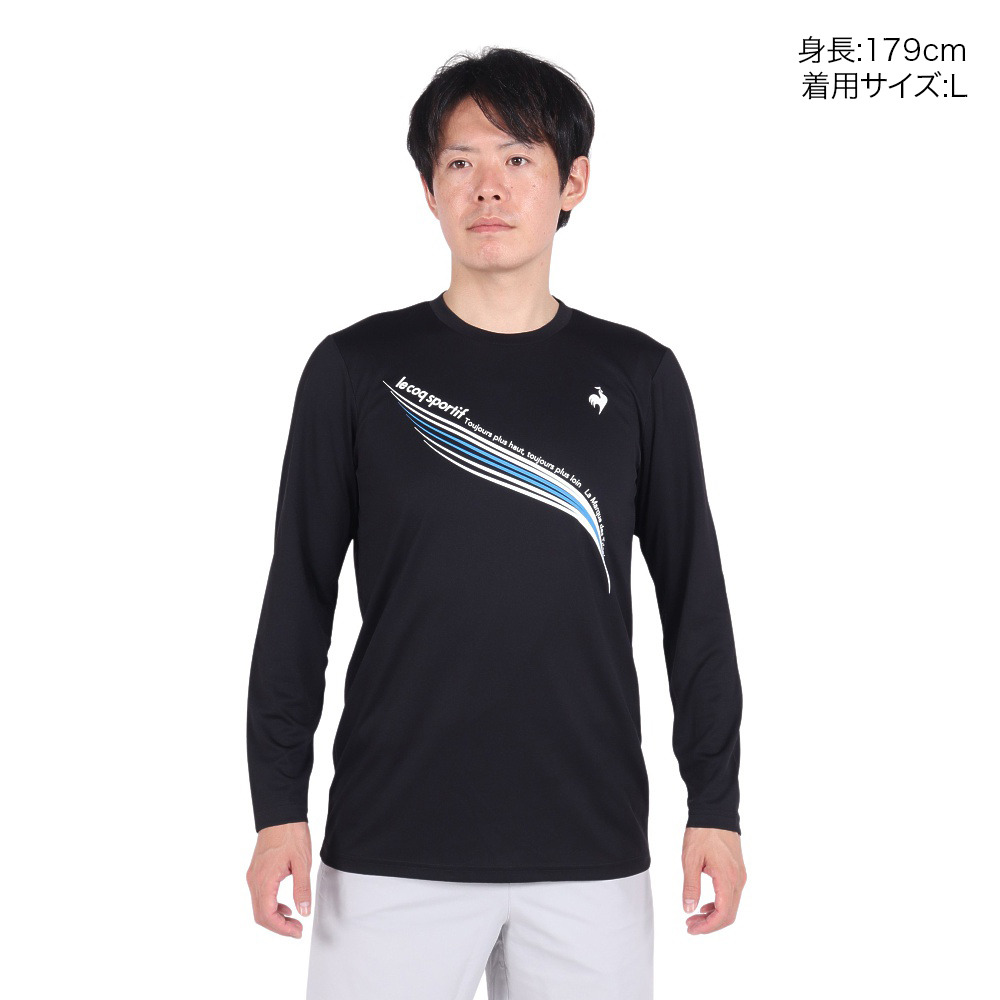 ルコックスポルティフ（lecoqsportif）（メンズ）テニスウェア プラクティス 長袖シャツ ロングスリーブ LN4FLT10M BK00