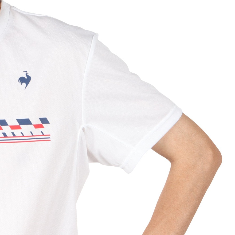 ルコックスポルティフ（lecoqsportif）（メンズ）テニスウェア トリコロールプリントゲームシャツ LN4FHT90M WH00